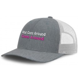 Trucker Hat Baseball Cap What Goes Around Comes Around Cotton Dad Hats for Men & Women Heather Gray White $14.57 Baseball Caps