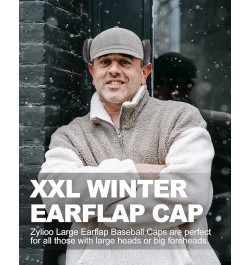 XXL Oversize Fleece Baseball Cap with Earflap,Winter Warm Cap for Big Heads,Large Elastic Trapper Dad Hats Black $10.78 Baseb...