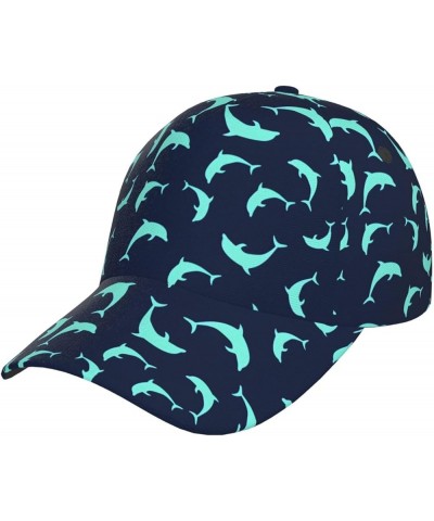 Dolphin Watercolor Flat Hats Cute Adjustable Hats Outdoors Trucker Baseball Caps & Hats Dolphin _D99855 $15.92 Baseball Caps