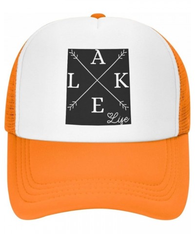 Lake Life Trucker Hat Men Mesh Baseball Cap Baseball Hats Women Sun Hat Dad Cap Fishing hat Black Orange $10.81 Baseball Caps