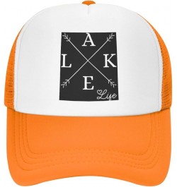 Lake Life Trucker Hat Men Mesh Baseball Cap Baseball Hats Women Sun Hat Dad Cap Fishing hat Black Orange $10.81 Baseball Caps