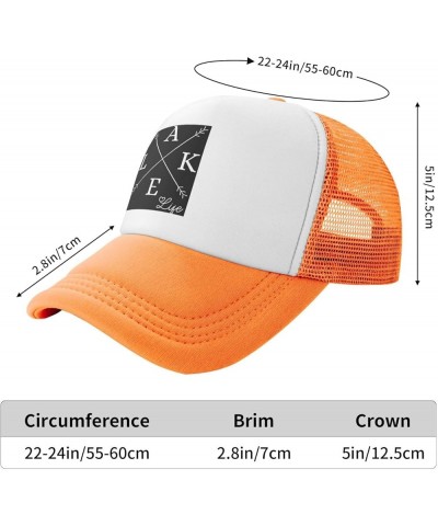 Lake Life Trucker Hat Men Mesh Baseball Cap Baseball Hats Women Sun Hat Dad Cap Fishing hat Black Orange $10.81 Baseball Caps