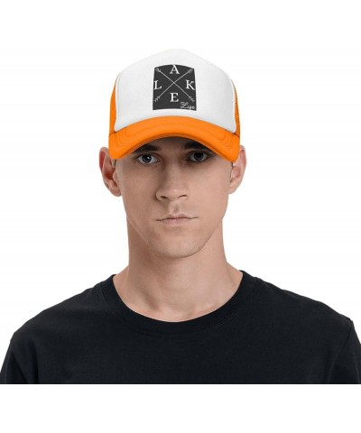 Lake Life Trucker Hat Men Mesh Baseball Cap Baseball Hats Women Sun Hat Dad Cap Fishing hat Black Orange $10.81 Baseball Caps