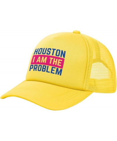 Houston I Am The Problem Mesh Hat Baseball Cap Ponytail Caps Beach Sun Dad Trucker Hat Yellow $11.87 Baseball Caps