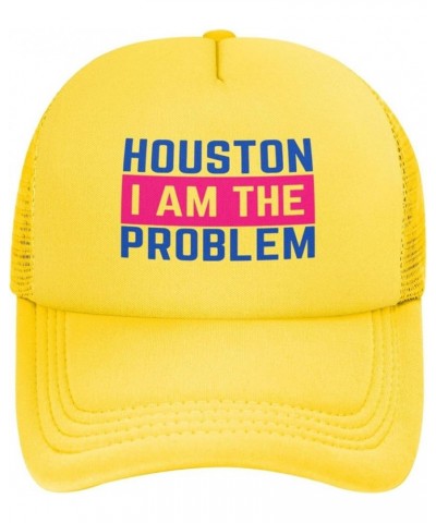 Houston I Am The Problem Mesh Hat Baseball Cap Ponytail Caps Beach Sun Dad Trucker Hat Yellow $11.87 Baseball Caps