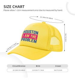 Houston I Am The Problem Mesh Hat Baseball Cap Ponytail Caps Beach Sun Dad Trucker Hat Yellow $11.87 Baseball Caps