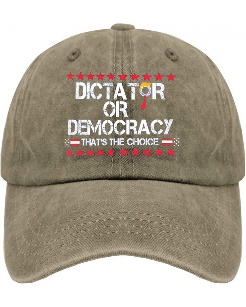 Dictator OR Democracy That's The Choice Hats Vote Hats for Mens Womens Pigment Black Bucket Hats Baseball Pigment Khaki $9.65...