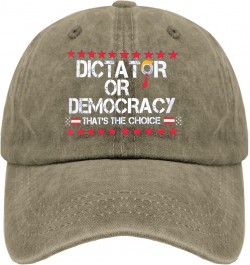 Dictator OR Democracy That's The Choice Hats Vote Hats for Mens Womens Pigment Black Bucket Hats Baseball Pigment Khaki $9.65...