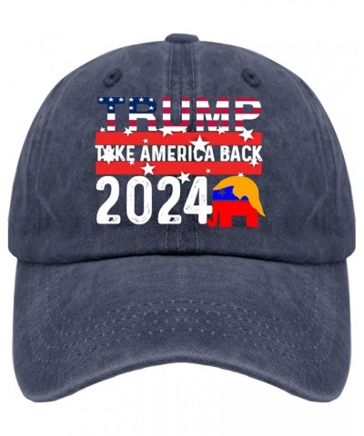 Mens Hats Trump Outdoor Hats for Womens Fashionable Hat Breathable Trumps 2024 Sun Hats Navy Blue $10.05 Visors