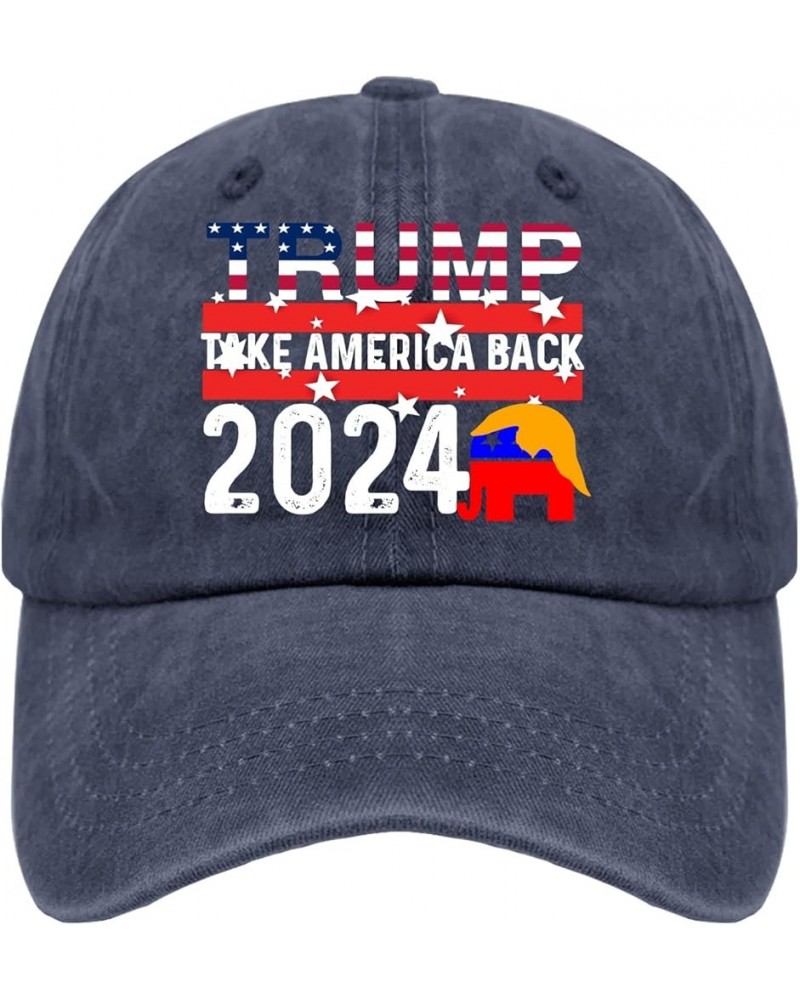 Mens Hats Trump Outdoor Hats for Womens Fashionable Hat Breathable Trumps 2024 Sun Hats Navy Blue $10.05 Visors