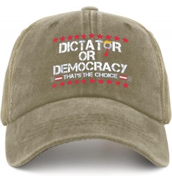 Dictator OR Democracy That's The Choice Hats Vote Hats for Mens Womens Pigment Black Bucket Hats Baseball Pigment Khaki $9.65...