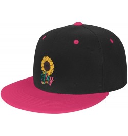 Stay Groovy Sunflower Baseball Cap for Men Women Snapback Hat Adjustable Flat Bill Hats Pink $11.87 Baseball Caps