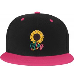 Stay Groovy Sunflower Baseball Cap for Men Women Snapback Hat Adjustable Flat Bill Hats Pink $11.87 Baseball Caps