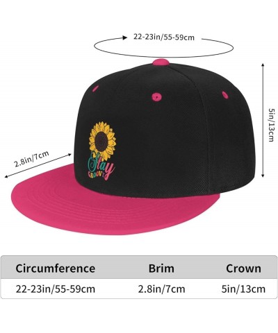 Stay Groovy Sunflower Baseball Cap for Men Women Snapback Hat Adjustable Flat Bill Hats Pink $11.87 Baseball Caps