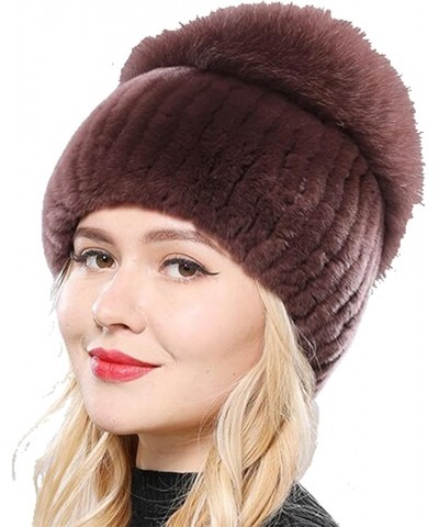 Women Winter Hat Knitted Hat Top Natural Cap Beanies Hat Coffee Purple $11.66 Skullies & Beanies