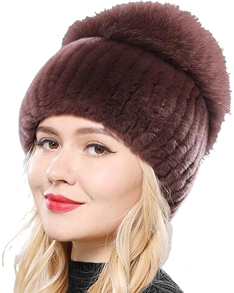 Women Winter Hat Knitted Hat Top Natural Cap Beanies Hat Coffee Purple $11.66 Skullies & Beanies