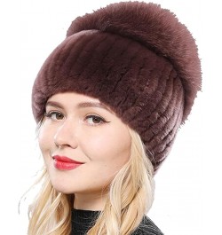 Women Winter Hat Knitted Hat Top Natural Cap Beanies Hat Coffee Purple $11.66 Skullies & Beanies