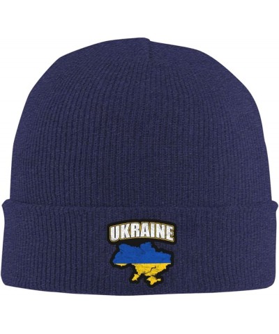 Ukraine Beanie Hat for Men Women Winter Hat Cuffed Knit Skull Cap Warm Ski Hats Navy Blue $10.31 Skullies & Beanies