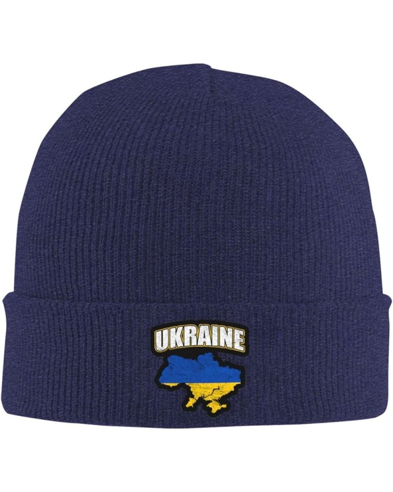 Ukraine Beanie Hat for Men Women Winter Hat Cuffed Knit Skull Cap Warm Ski Hats Navy Blue $10.31 Skullies & Beanies