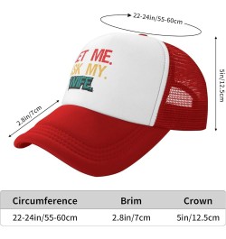 Let Me Ask My Wife Hat Funny Saying Sarcastic Mesh Hat Gift for Husband Wife Baseball Cap Black Red $9.94 Baseball Caps