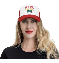 Let Me Ask My Wife Hat Funny Saying Sarcastic Mesh Hat Gift for Husband Wife Baseball Cap Black Red $9.94 Baseball Caps