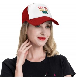 Let Me Ask My Wife Hat Funny Saying Sarcastic Mesh Hat Gift for Husband Wife Baseball Cap Black Red $9.94 Baseball Caps