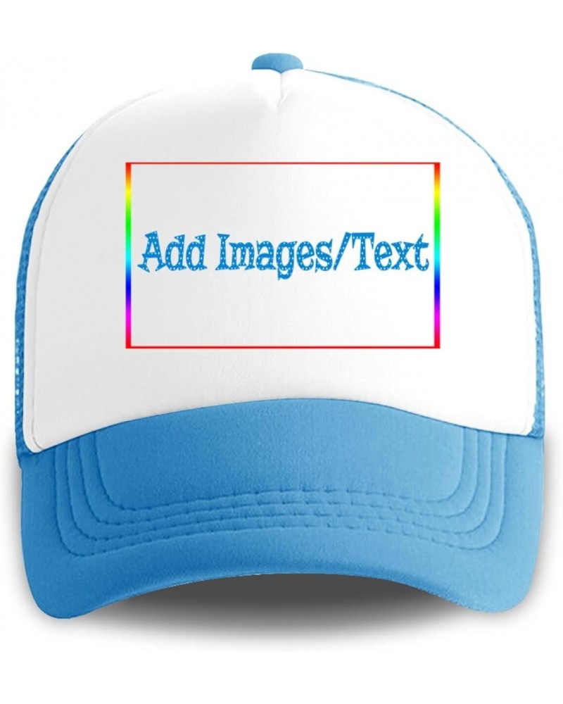 Custom Sun Hat Add Images Text Curved Mesh Hat Valentine's Day Gifts Sky Blue 0 $12.41 Visors