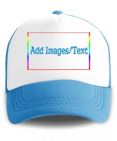 Custom Sun Hat Add Images Text Curved Mesh Hat Valentine's Day Gifts Sky Blue 0 $12.41 Visors