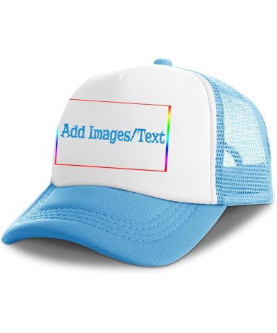 Custom Sun Hat Add Images Text Curved Mesh Hat Valentine's Day Gifts Sky Blue 0 $12.41 Visors