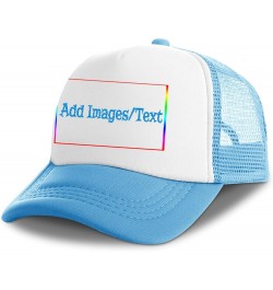 Custom Sun Hat Add Images Text Curved Mesh Hat Valentine's Day Gifts Sky Blue 0 $12.41 Visors