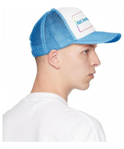 Custom Sun Hat Add Images Text Curved Mesh Hat Valentine's Day Gifts Sky Blue 0 $12.41 Visors