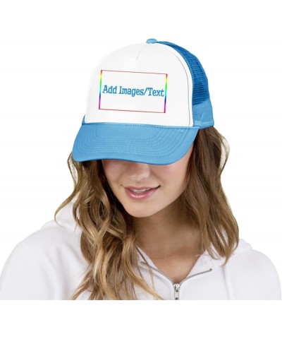 Custom Sun Hat Add Images Text Curved Mesh Hat Valentine's Day Gifts Sky Blue 0 $12.41 Visors