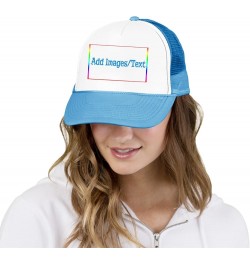 Custom Sun Hat Add Images Text Curved Mesh Hat Valentine's Day Gifts Sky Blue 0 $12.41 Visors