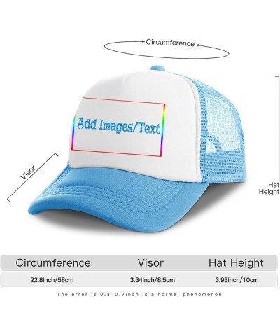 Custom Sun Hat Add Images Text Curved Mesh Hat Valentine's Day Gifts Sky Blue 0 $12.41 Visors