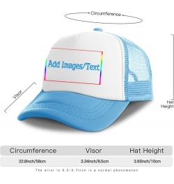 Custom Sun Hat Add Images Text Curved Mesh Hat Valentine's Day Gifts Sky Blue 0 $12.41 Visors