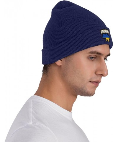 Ukraine Beanie Hat for Men Women Winter Hat Cuffed Knit Skull Cap Warm Ski Hats Navy Blue $10.31 Skullies & Beanies