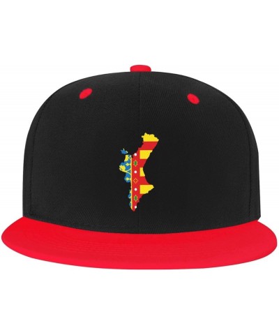 Flag Map of Valencia Baseball Cap for Men Women Snapback Hat Trucker Flat Bill Caps Sun Hats Red $12.95 Baseball Caps