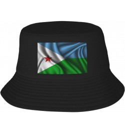 Silk Style Flag of Djibouti Bucket Hat for Men Women Outdoor Summer Beach Travel Fishing Cap Black $14.61 Bucket Hats