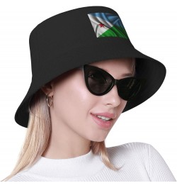 Silk Style Flag of Djibouti Bucket Hat for Men Women Outdoor Summer Beach Travel Fishing Cap Black $14.61 Bucket Hats