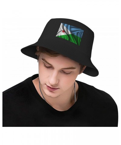 Silk Style Flag of Djibouti Bucket Hat for Men Women Outdoor Summer Beach Travel Fishing Cap Black $14.61 Bucket Hats