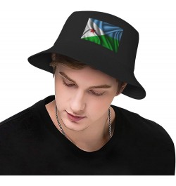 Silk Style Flag of Djibouti Bucket Hat for Men Women Outdoor Summer Beach Travel Fishing Cap Black $14.61 Bucket Hats