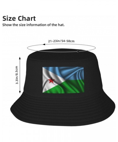 Silk Style Flag of Djibouti Bucket Hat for Men Women Outdoor Summer Beach Travel Fishing Cap Black $14.61 Bucket Hats