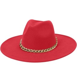 Men's Dress Hat with Belt Buckle Vintage Wide Brim Fedora Hats for Women and Men Classic Panama Hat Red $8.47 Fedoras