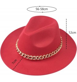 Men's Dress Hat with Belt Buckle Vintage Wide Brim Fedora Hats for Women and Men Classic Panama Hat Red $8.47 Fedoras