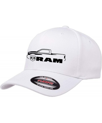 2010-18 Ram 1500 Pickup Truck Outline Design Flexfit 6277 Athletic Baseball Fitted Hat Cap White $11.60 Baseball Caps