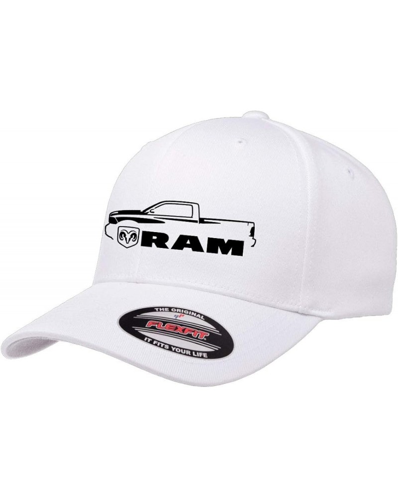 2010-18 Ram 1500 Pickup Truck Outline Design Flexfit 6277 Athletic Baseball Fitted Hat Cap White $11.60 Baseball Caps