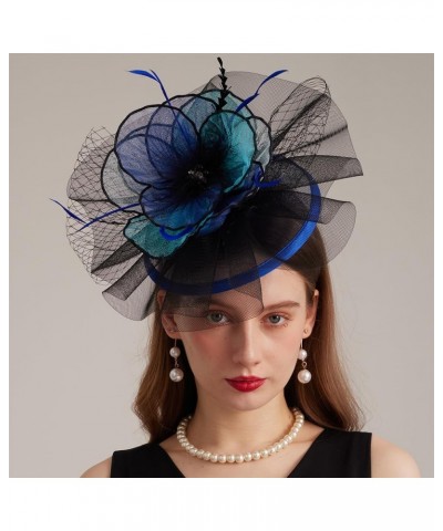 Kentucky Organza Derby Top Hats for Women Sun Visor Cap Ladies Flowers Bride Weeding Fascinators Wide Brim Fedoras Blue 1 $14...