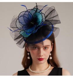 Kentucky Organza Derby Top Hats for Women Sun Visor Cap Ladies Flowers Bride Weeding Fascinators Wide Brim Fedoras Blue 1 $14...