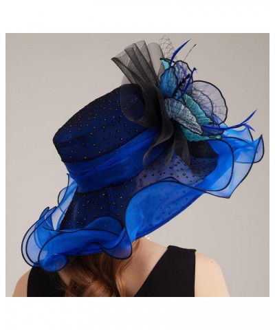 Kentucky Organza Derby Top Hats for Women Sun Visor Cap Ladies Flowers Bride Weeding Fascinators Wide Brim Fedoras Blue 1 $14...