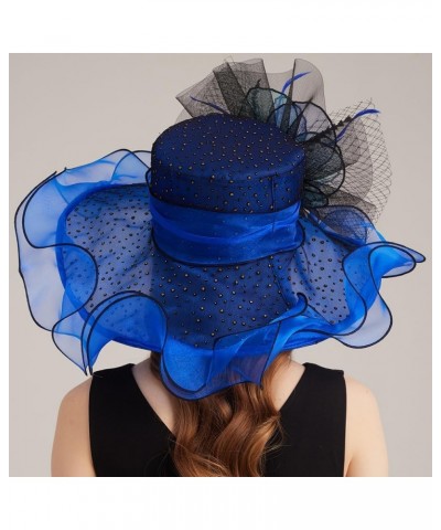 Kentucky Organza Derby Top Hats for Women Sun Visor Cap Ladies Flowers Bride Weeding Fascinators Wide Brim Fedoras Blue 1 $14...